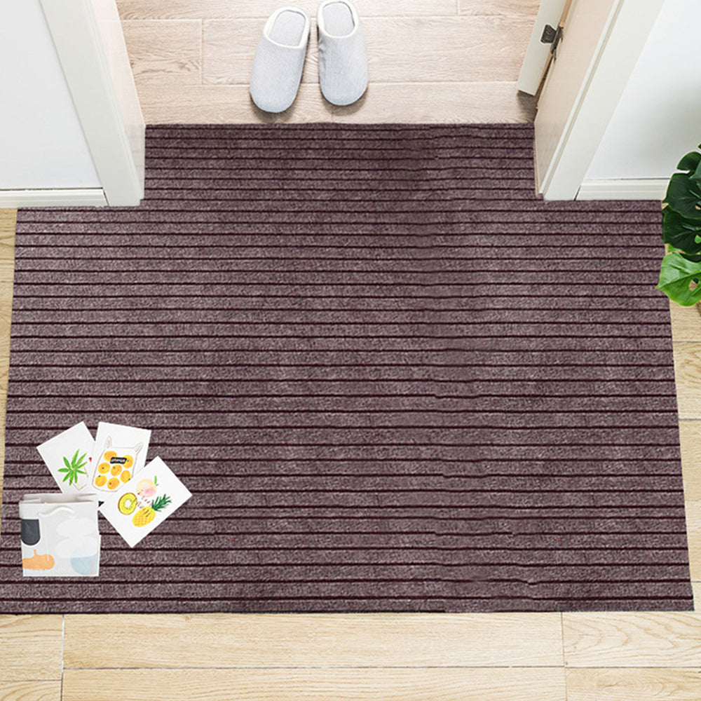 Solid Color Stripe Kitchen Floor Mat-Coffee