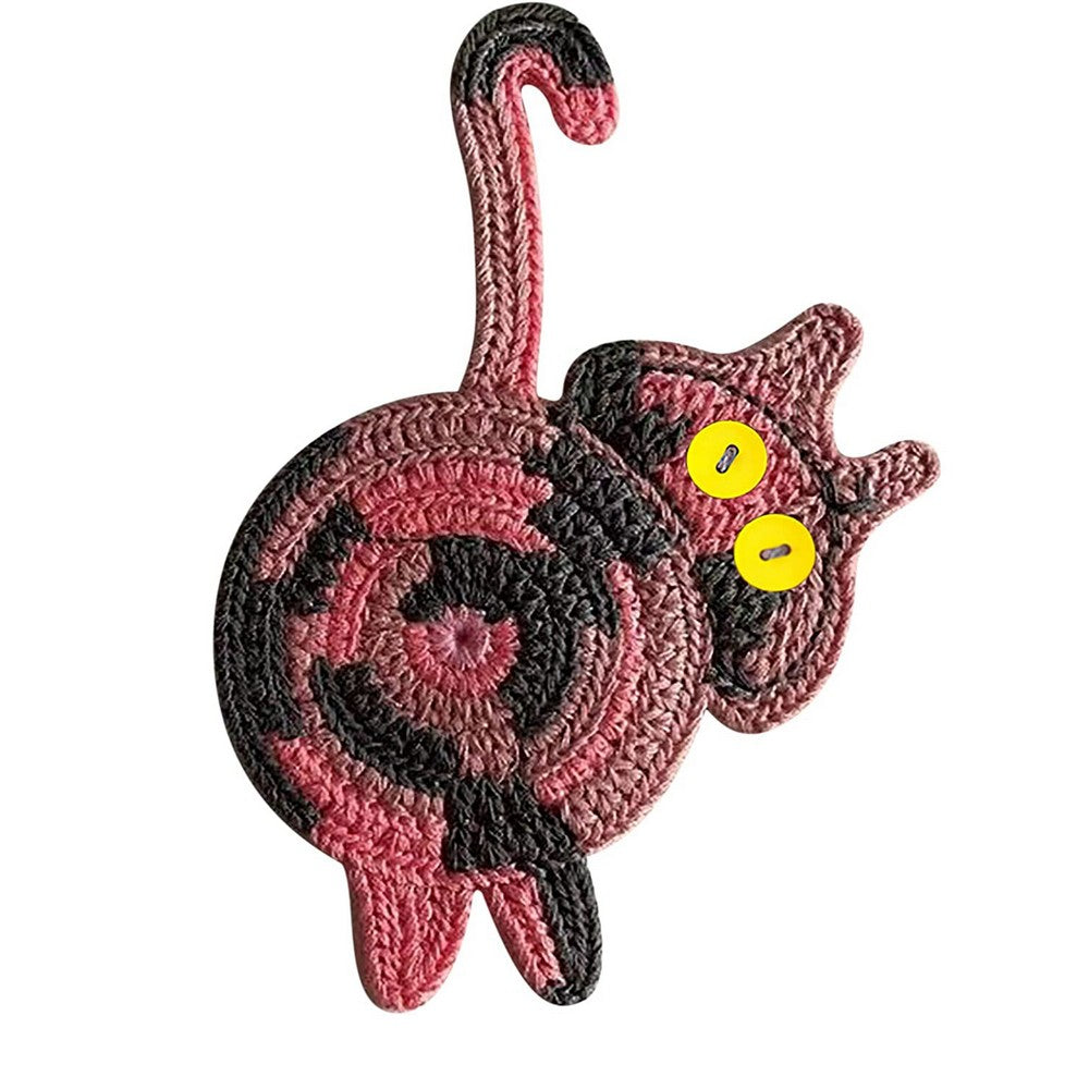 Handmade Woven Cat Butt Coasters Coffee Cup Mats Mug Pad for Home Office