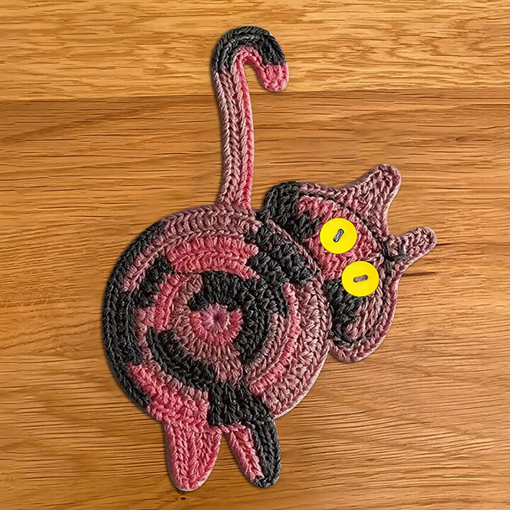 Handmade Woven Cat Butt Coasters Coffee Cup Mats Mug Pad for Home Office