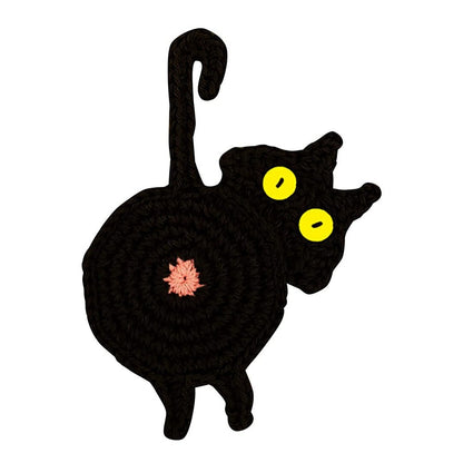 Handmade Woven Cat Butt Coasters Coffee Cup Mats Mug Pad for Home Office