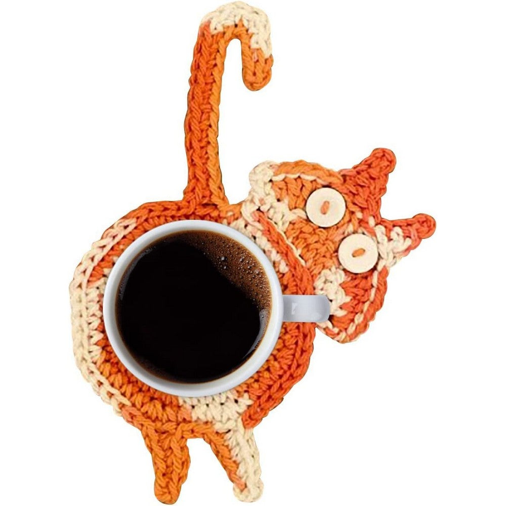 Handmade Woven Cat Butt Coasters Coffee Cup Mats Mug Pad for Home Office