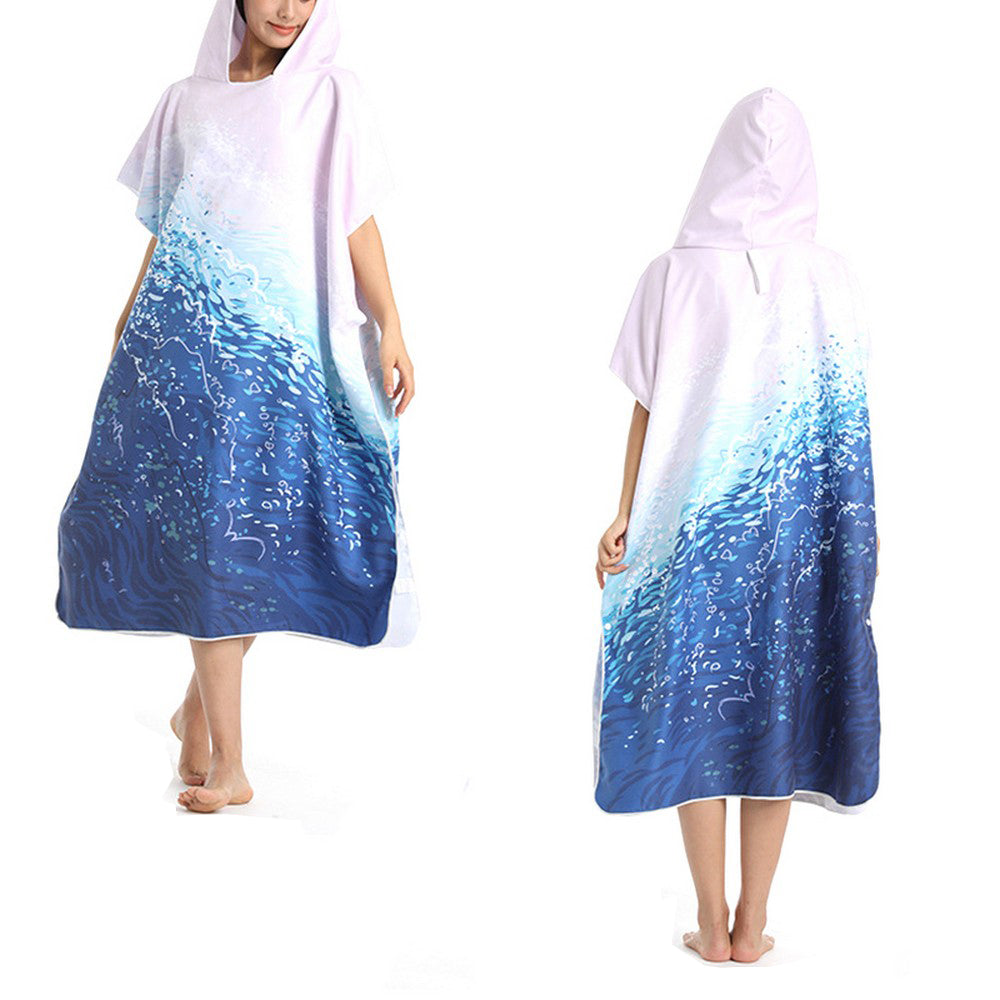 Quick Dry Towel Bath Robe Poncho for Surfing Beach Swim Outdoor Sports