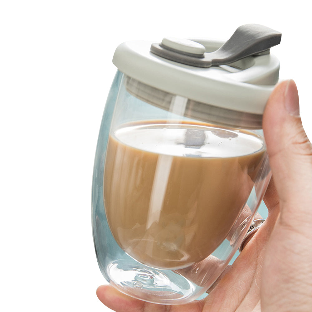 250ml/350ml/450ml Egg Shaped Double Walled Thermal Coffee Mug with Lid