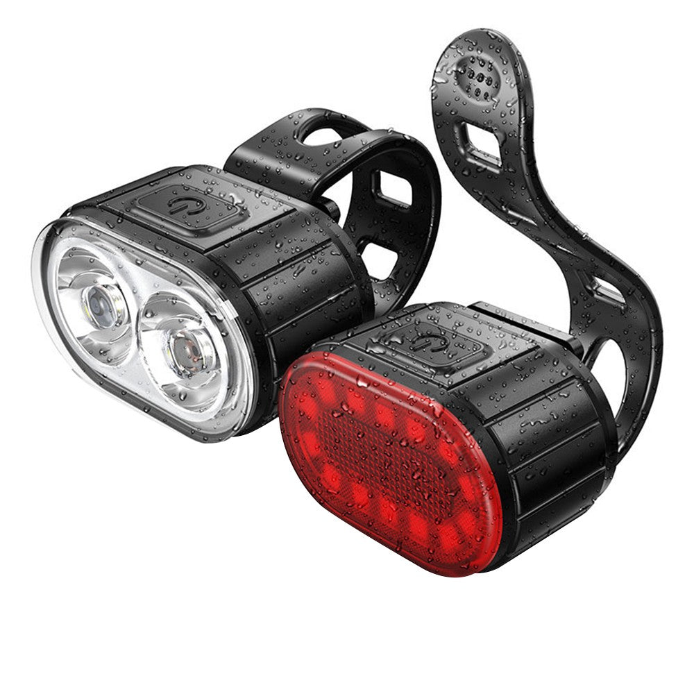 Rechargeable Bicycle Lights Set Super Bright 4+6 Modes Front Light and LED Back Taillight