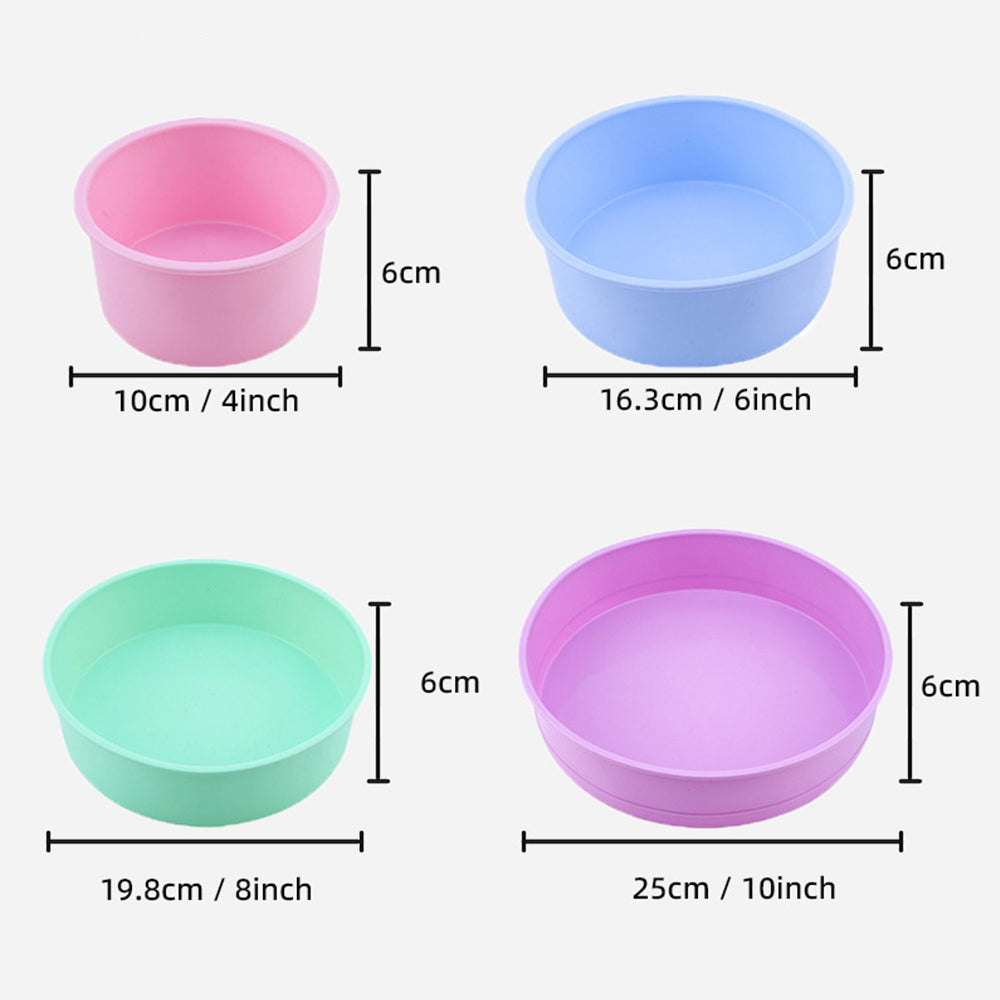 4/6/8/10 Inch Silicone Round Cake Pan Non-stick Baking Tray Mould DIY Bakeware