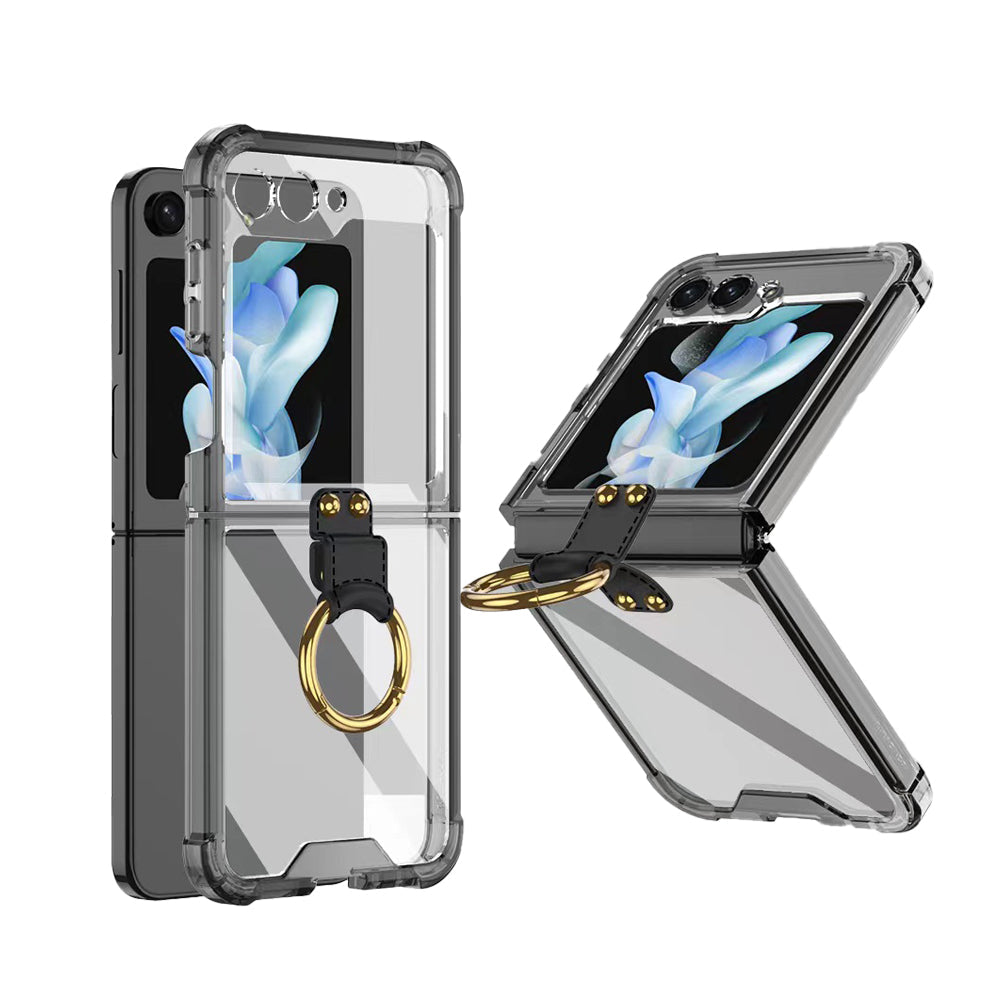 For Samsung Galaxy Z Flip5 5G Airbag Case Slim Clear Cover With Ring Stand