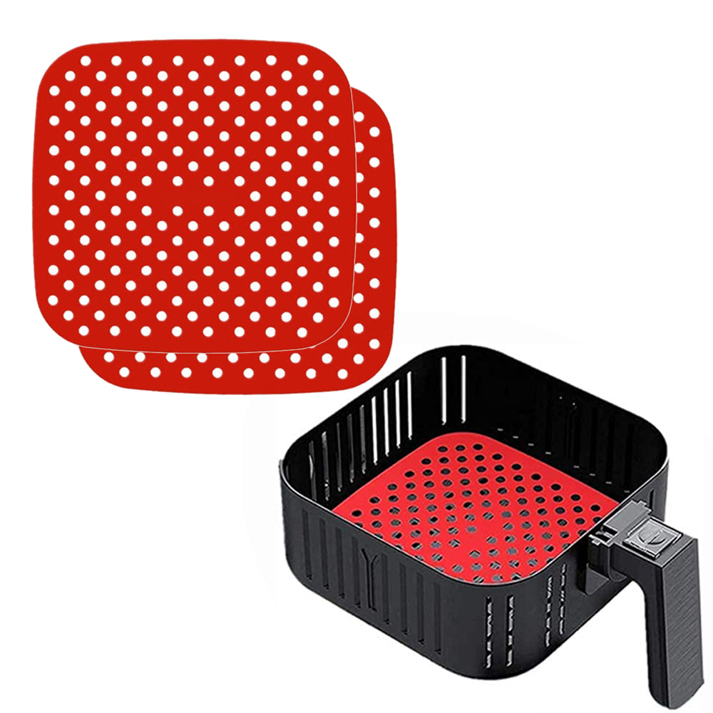 2-Pack 7.5/8.5 Inch Square Non-Stick Air Fryer Mat for Frying