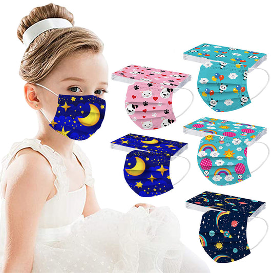 50Pcs Starry Sky Cartoon Kids Disposable Face Masks
