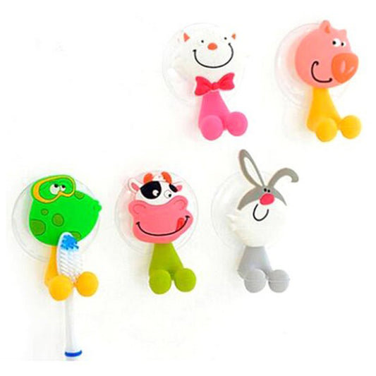 5-Pack Cartoon Toothbrush Holder with Suction Mount