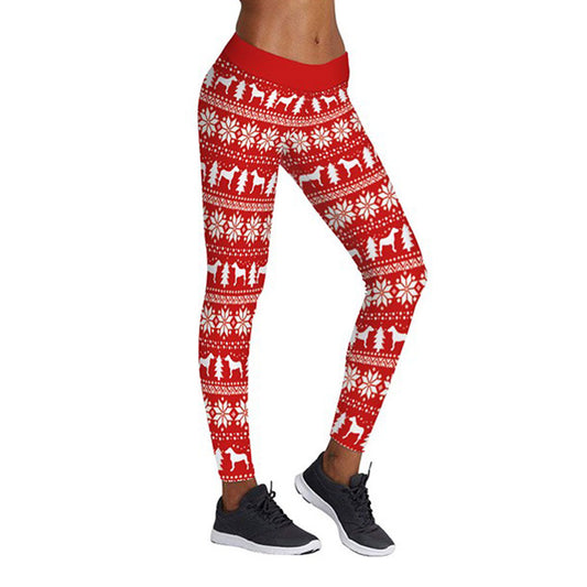 Women Christmas Leggings -Red