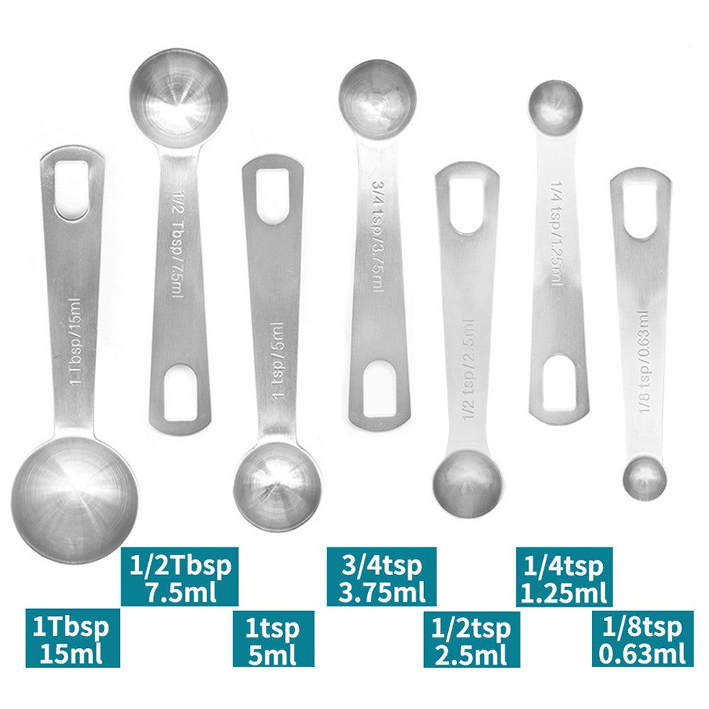 Set of 7Pcs Stainless Steel Engraved Measuring Spoon