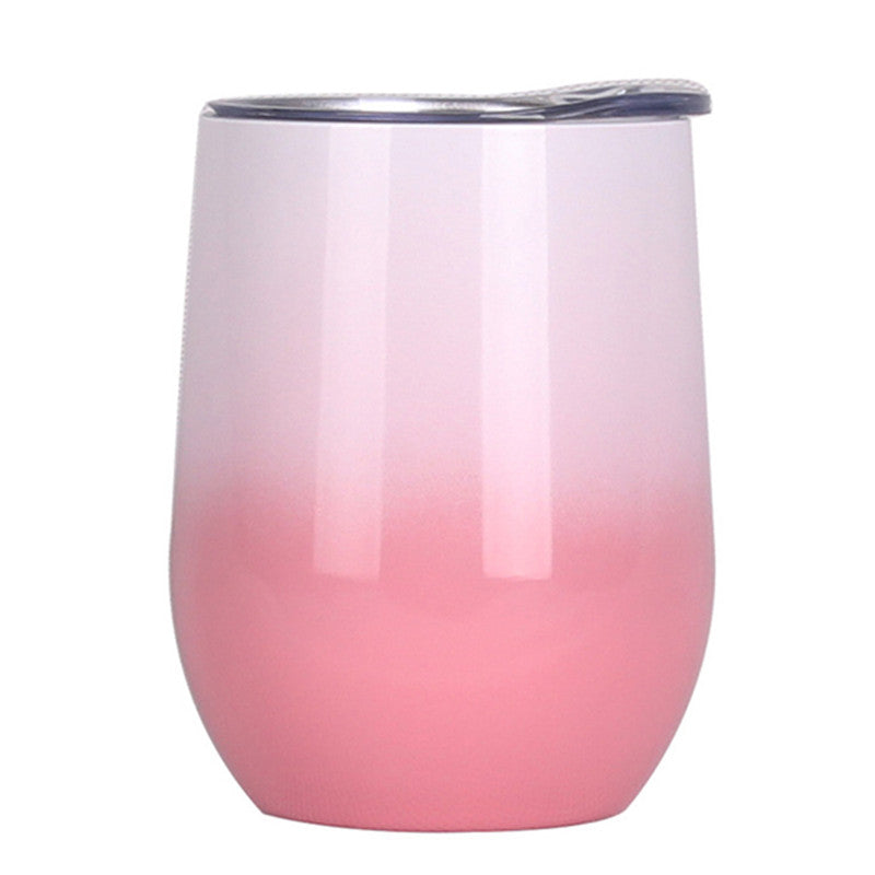 Reusable 360ml Stainless Steel Wine Tumbler Cup with Lid