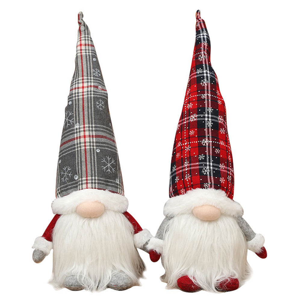 Christmas Gnome Santa Light with Plaid Hat