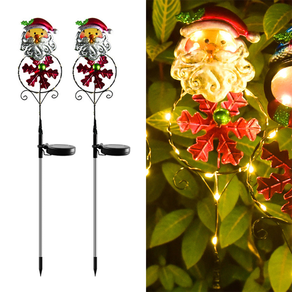 2pcs Solar Power Garden Stake Lights Santa Christmas Theme-Santa Claus