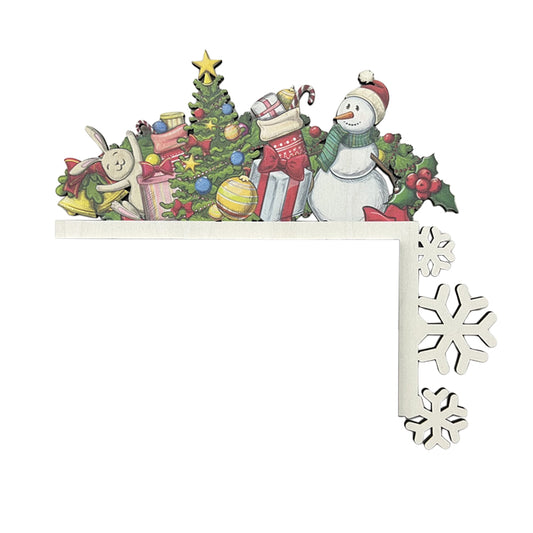 Christmas Door Corner Decoration Wooden Door Frame Santa Elk Decoration-Style 3