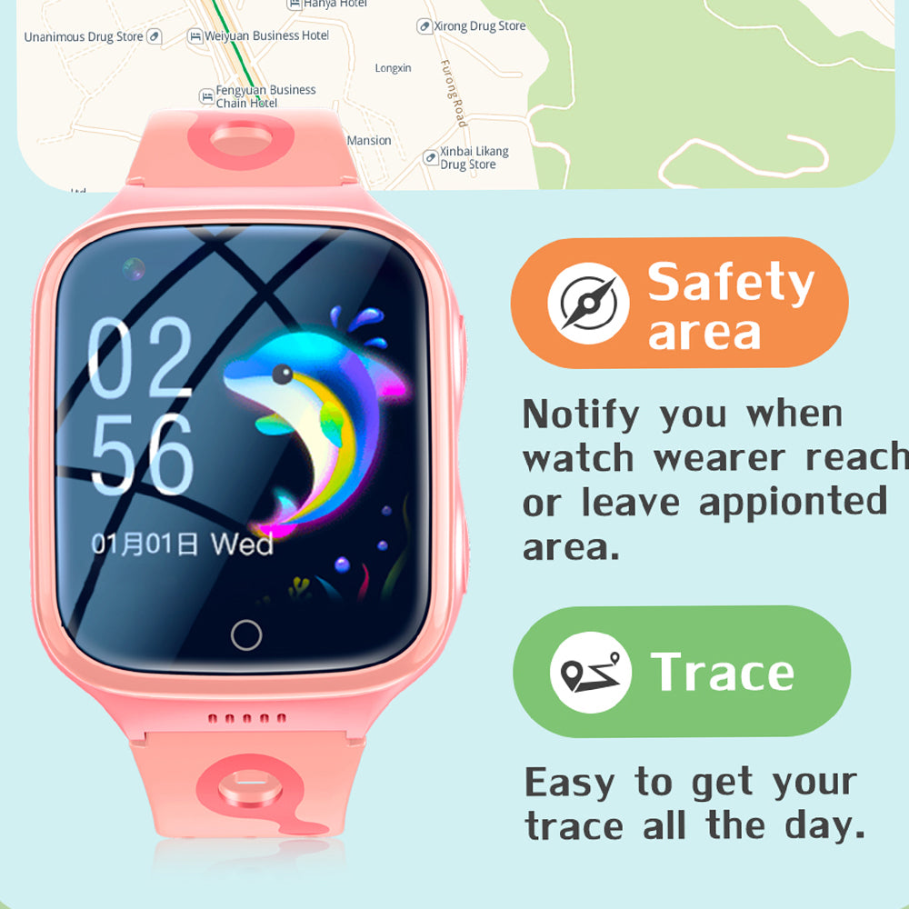 4G Kids Smart Watch SOS Video Call Tracker Compatible with Android iOS