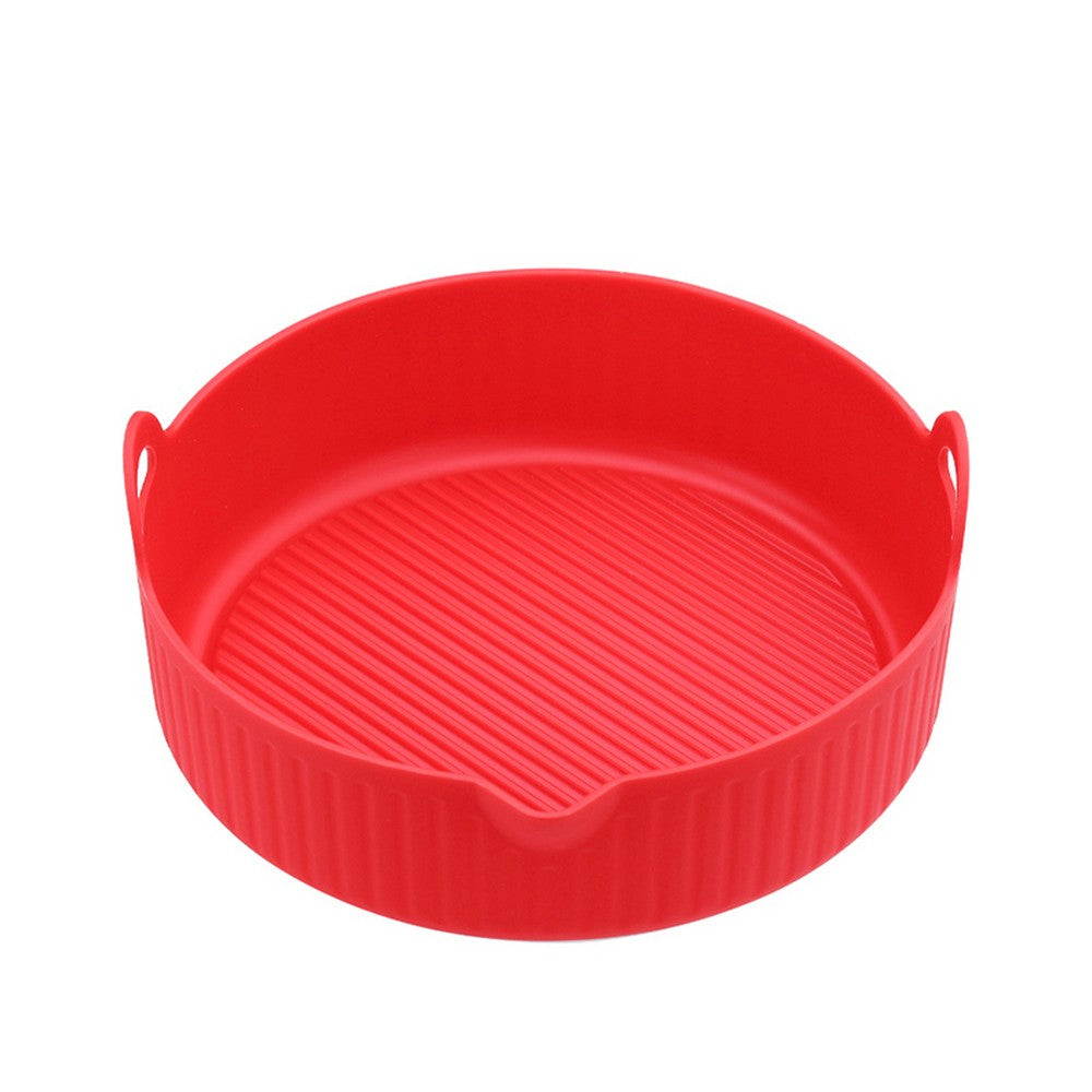 2Pcs Air Fryer Silicone Pot Liners with Oil Nozzle Design-Blue & Red