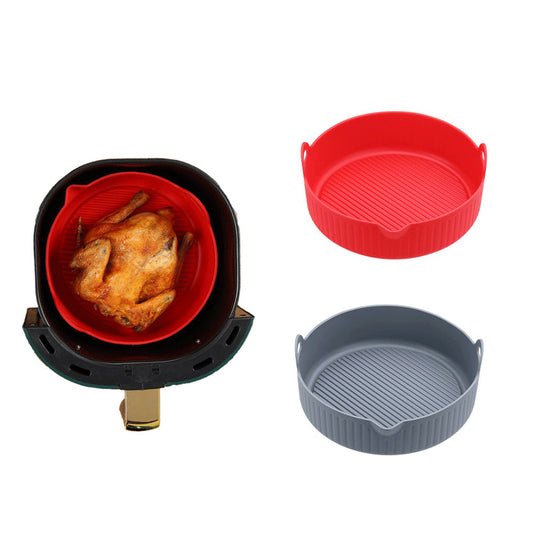 2-Pack Air Fryer Silicone Pot Silicone Liners with Oil Nozzle Design-Grey & Red