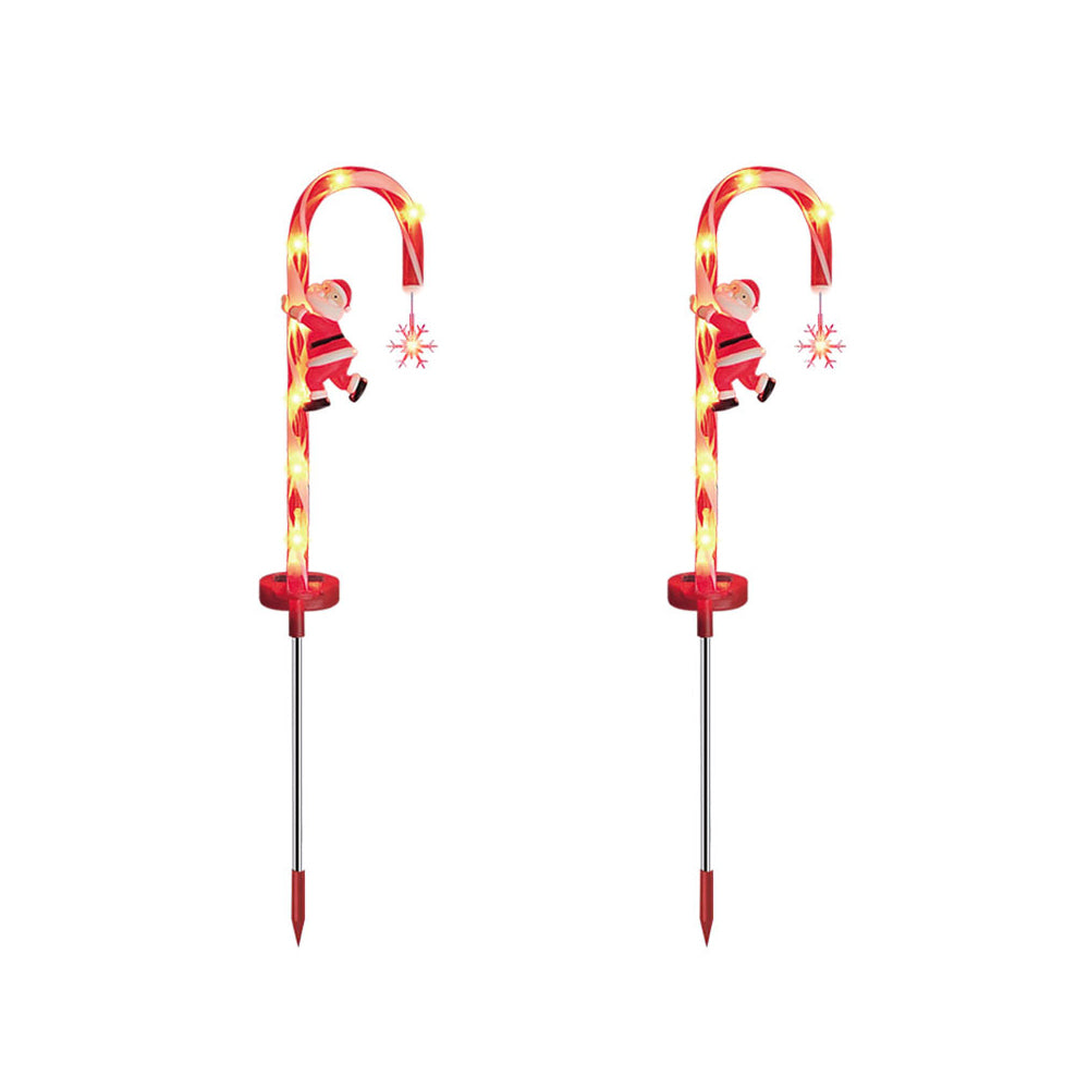 2Pcs Solar Christmas Candy Cane Lights for Christmas Decorations