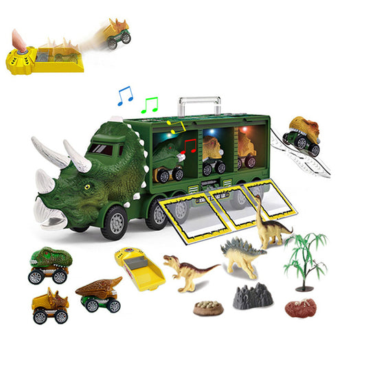 Dinosaur Truck Toys Set Model Storage Cars Transport Carrier Music Light