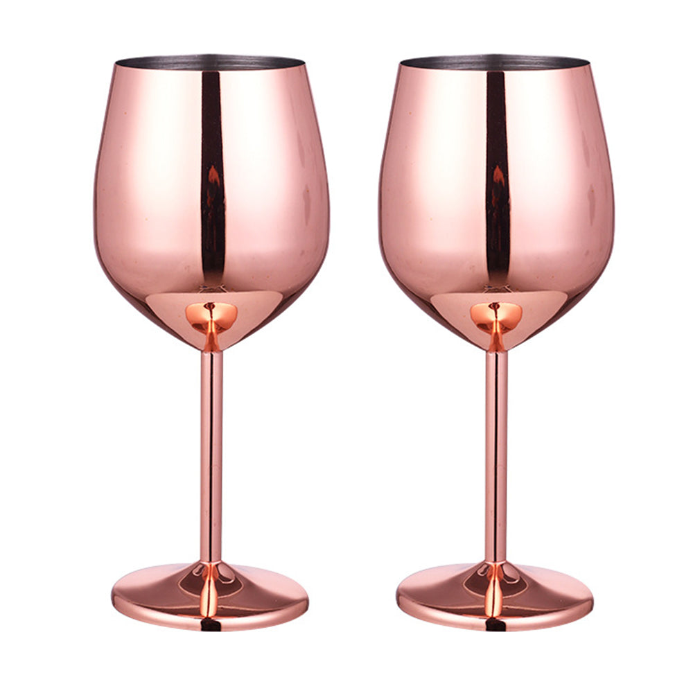 2Pcs Stainless Steel Stemmed Wine Glasses