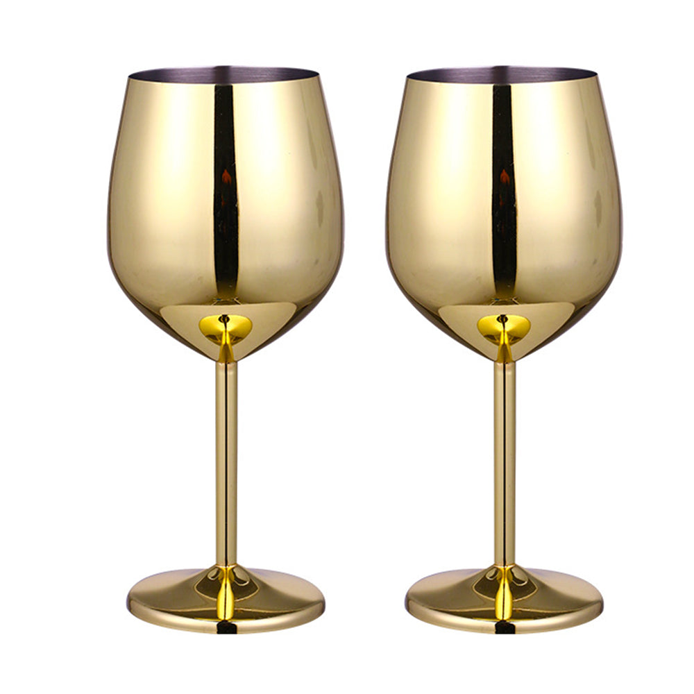 2Pcs Stainless Steel Stemmed Wine Glasses