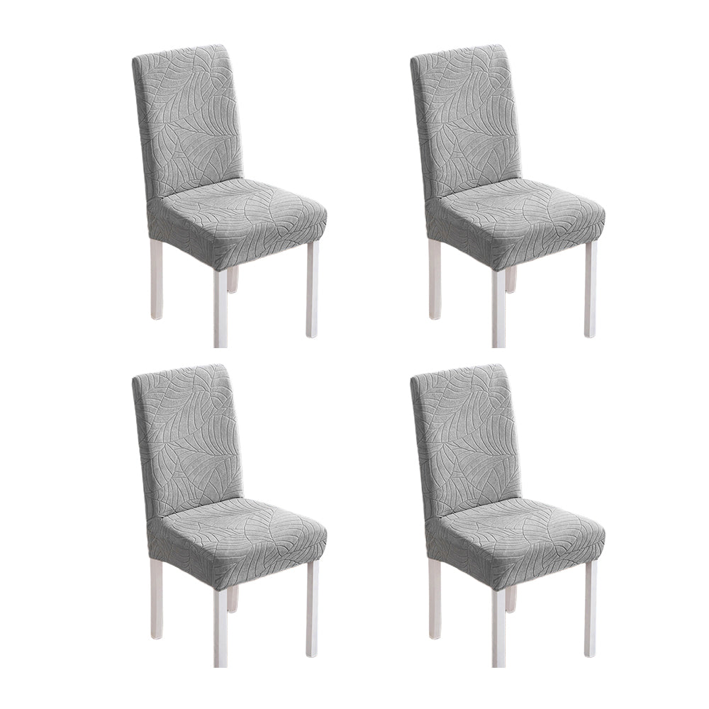 4Pcs Stretch Jacquard Dining Room Chair Cover Elastic Slipcover Home Light Grey