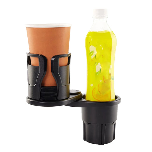 2 in 1 Multifunctional Car Cup Holder Expander with Adjustable Base All Purpose Matte Black