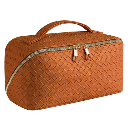 Large Capacity Travel Cosmetic Bag Organizer Makeup with Brushes Slots Dividers