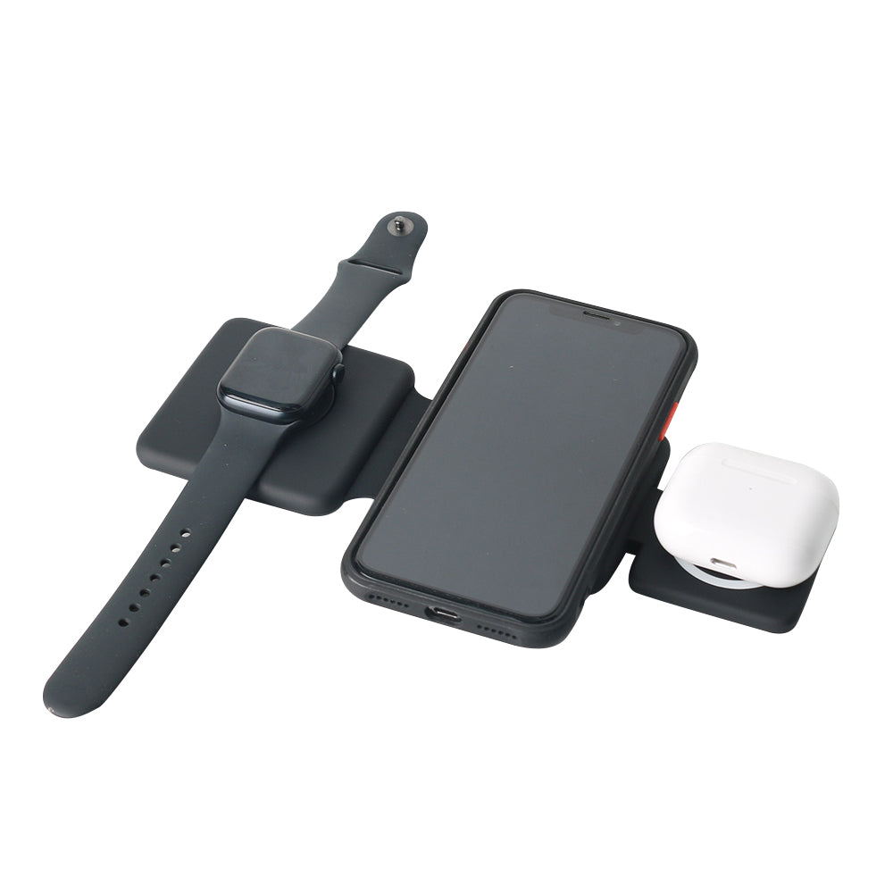 3 in 1 Adsorbable Iron Foldable USB Plug Wireless Charging Station for Travel