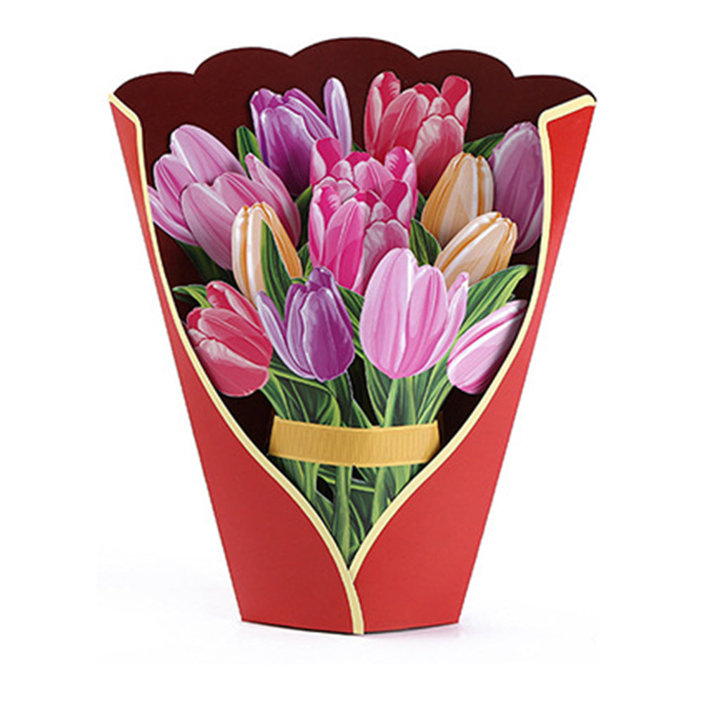 3D Pop-Up Mother's Day Forever Paper Flower Bouquet Greeting Cards with Note Card