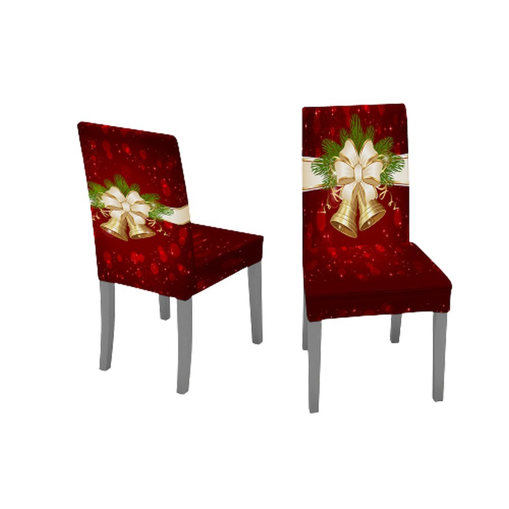 2Pcs Christmas Chair Covers Xmas Decor -Bells