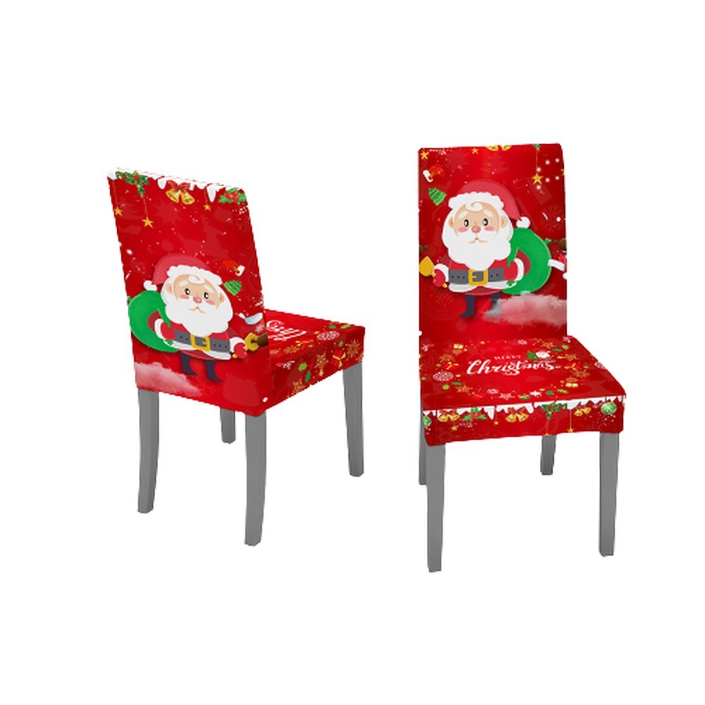 2Pcs Christmas Chair Covers Xmas Decor -Red Santa Claus