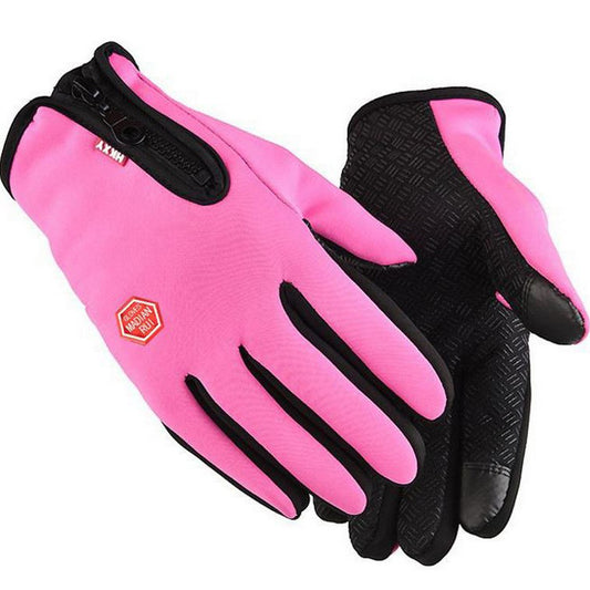 Touch Screen Gloves Water Resistant Skiing Hiking Running-Pink
