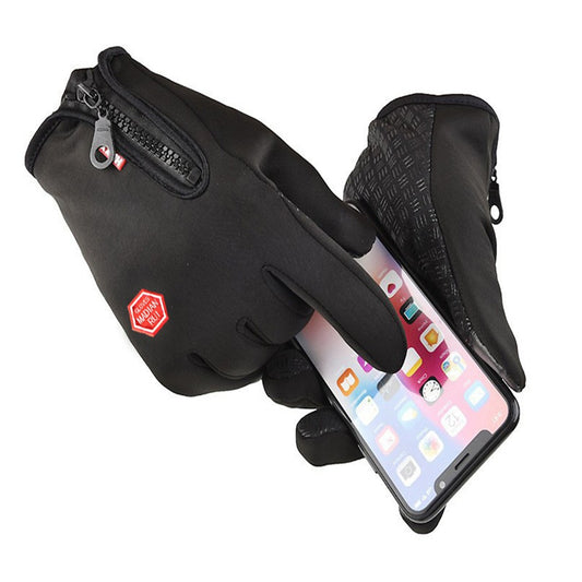 Touch Screen Gloves Water Resistant Skiing Hiking Running-Black