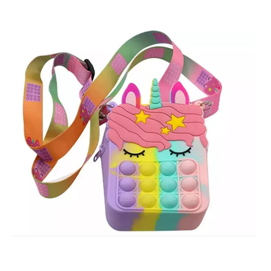 Unicorn Pop Fidget Toy Shoulder Bag for Kids Colour Mixture