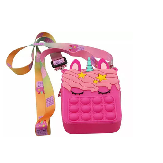 Unicorn Pop Fidget Toy Shoulder Bag for Kids Rose Red
