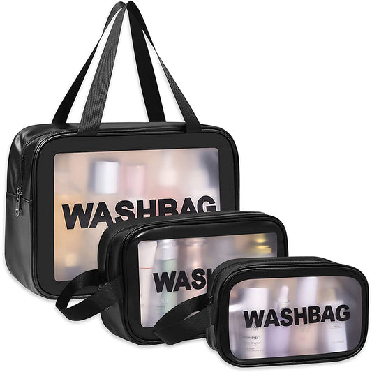 3pcs PVC Cosmetic Bags for Makeup Travel Toiletry Wash Bags
