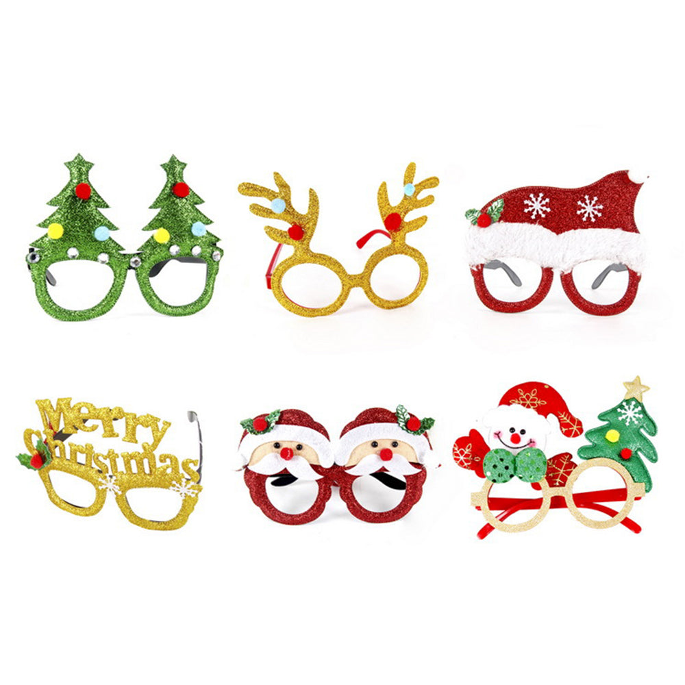 6pcs Christmas Glasses Frame Novelty Glitter Party Costume Eyeglasses for All Ages