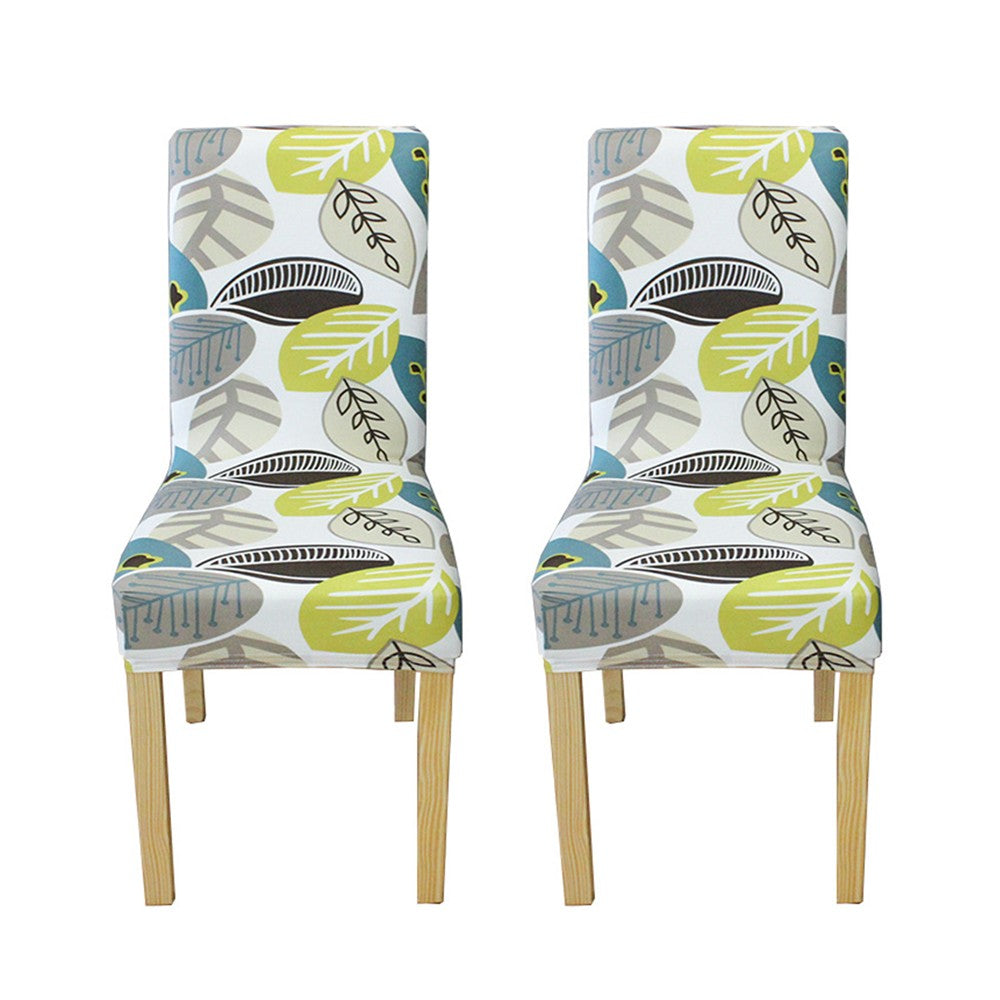 2Pcs Printed Stretch Dining Chair Slipcover