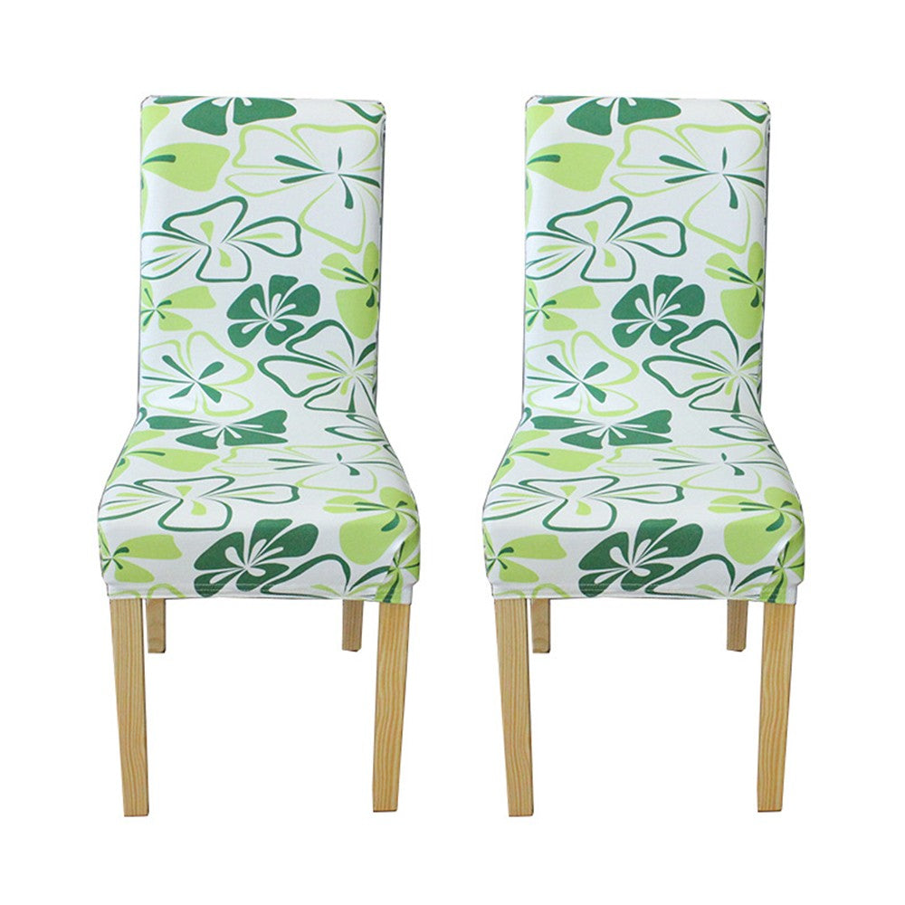 2Pcs Printed Stretch Dining Chair Slipcover