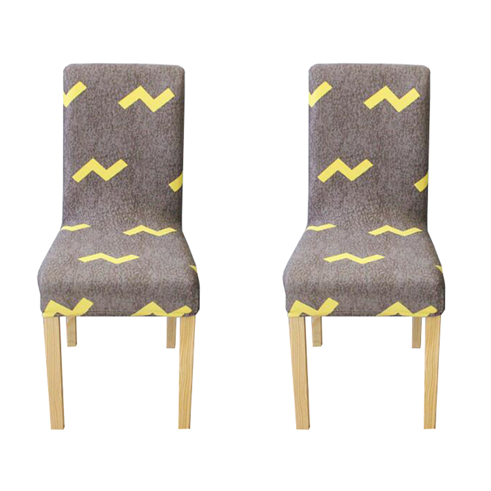 2Pcs Printed Stretch Dining Chair Slipcover