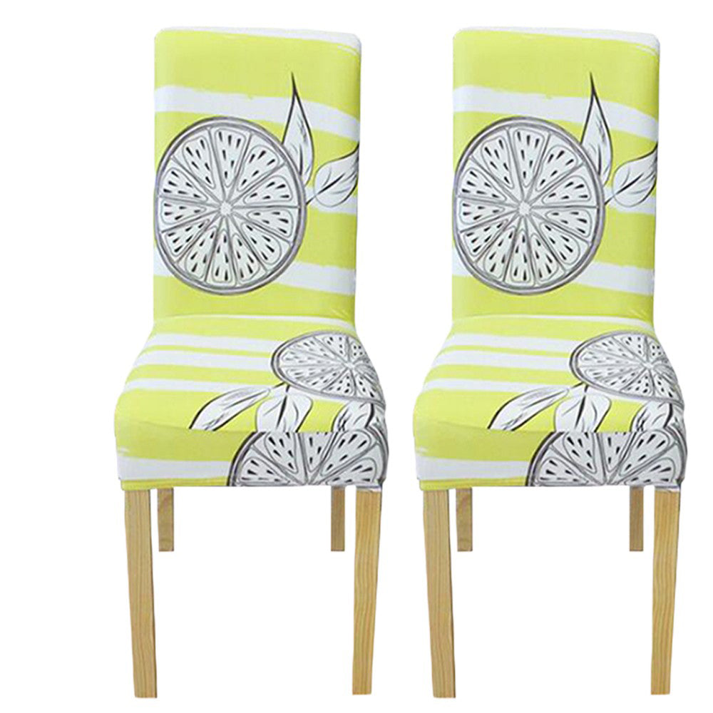 2Pcs Printed Stretch Dining Chair Slipcover