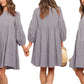 Cotton Linen Puff Sleeves Dress