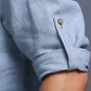Men's 3/4 Sleeve Cotton-Linen Top Blue