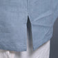 Men's 3/4 Sleeve Cotton-Linen Top Blue