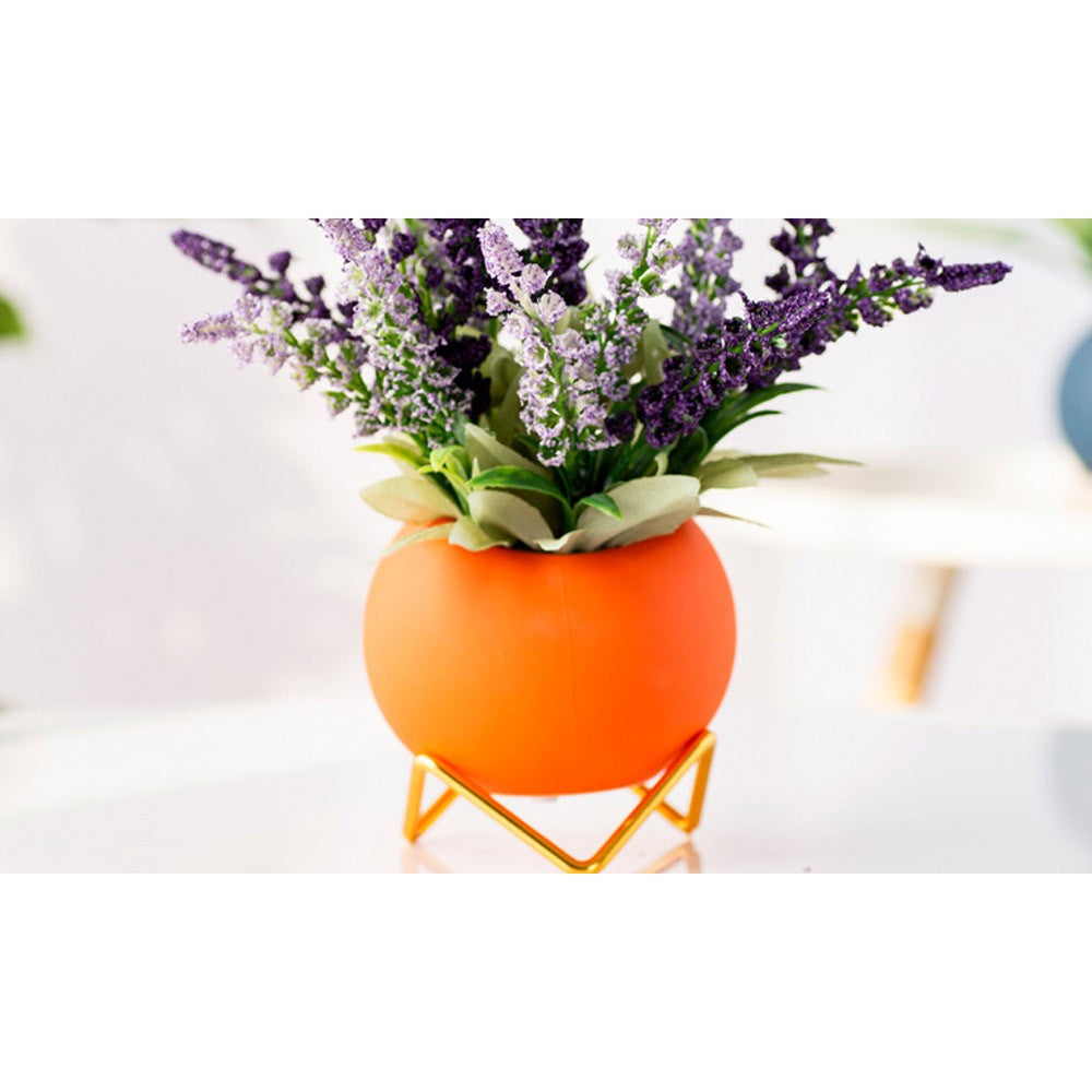 Ball Shape Ceramic Flower Pots Garden Home Decor with Pot Holder