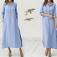Women Cotton Blend Long Sleeve Button Down Relaxed Maxi Dress