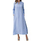 Women Cotton Blend Long Sleeve Button Down Relaxed Maxi Dress