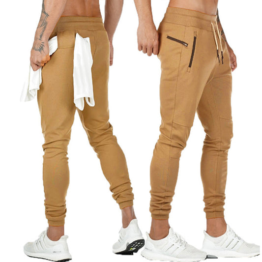 Men's Slim Fit Trousers Tracksuit Jogger Skinny Track Pants-Khaki